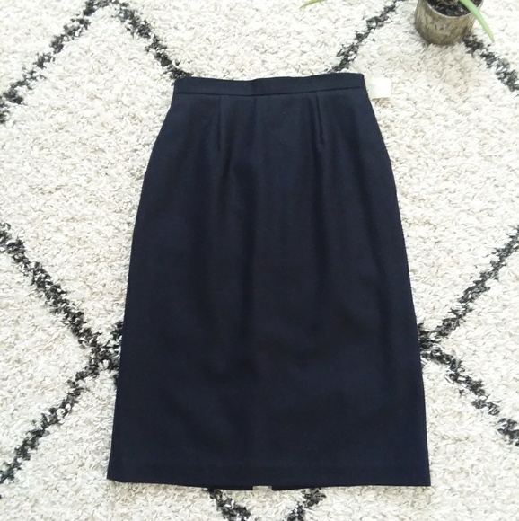 Navy wool blend pencil skirt - Picture 1 of 5